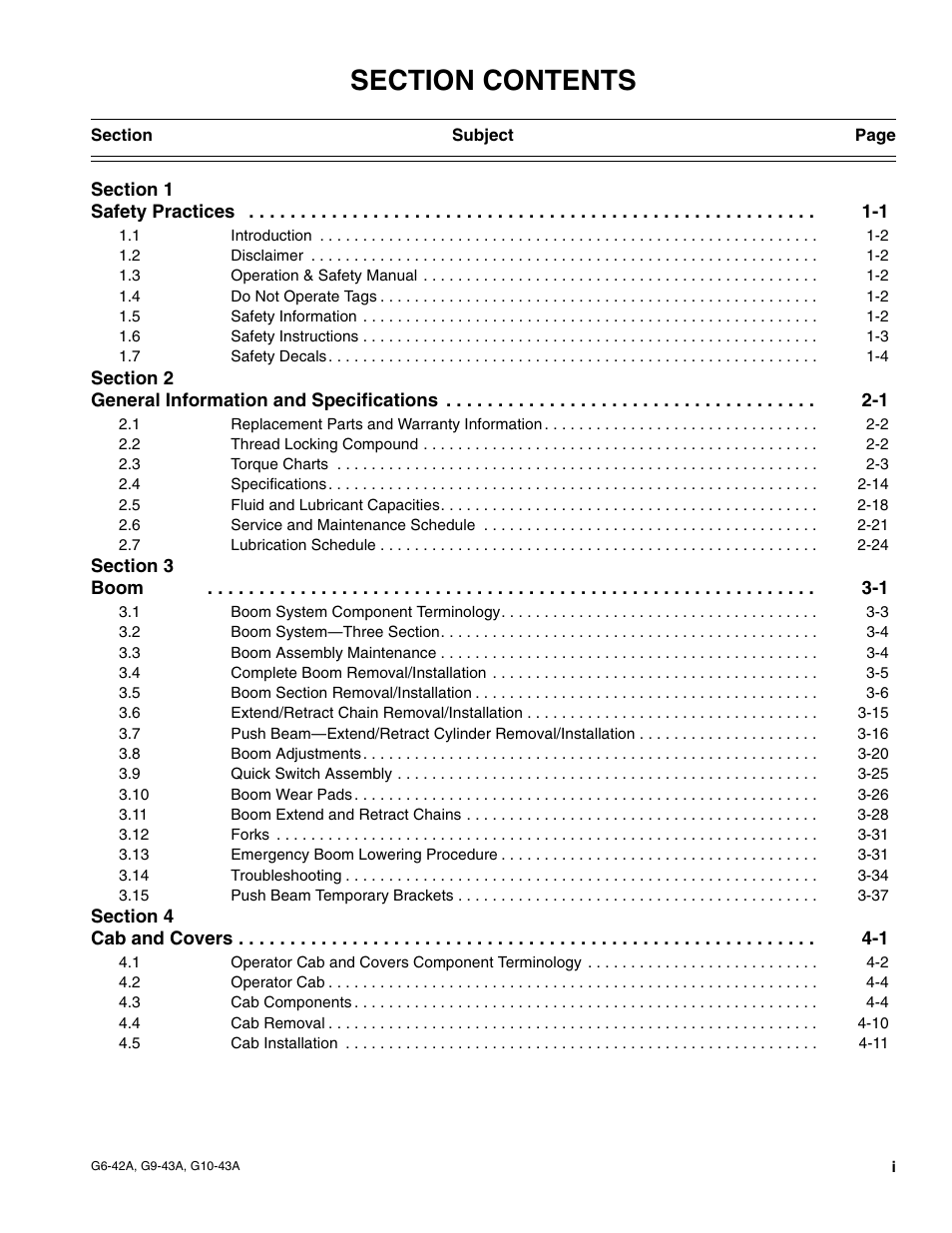 JLG G6-42A Service Manual User Manual | Page 5 / 206