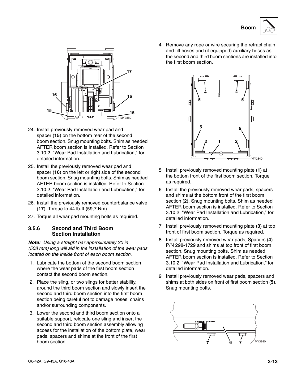 6 second and third boom section installation, Second and third boom section installation | JLG G6-42A Service Manual User Manual | Page 51 / 206