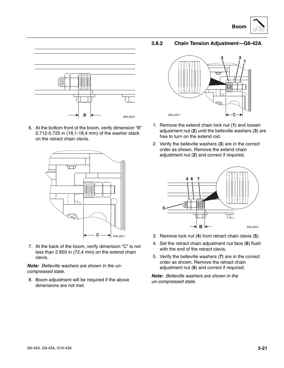 2 chain tension adjustment—g6-42a, Chain tension adjustment—g6-42a | JLG G6-42A Service Manual User Manual | Page 59 / 206