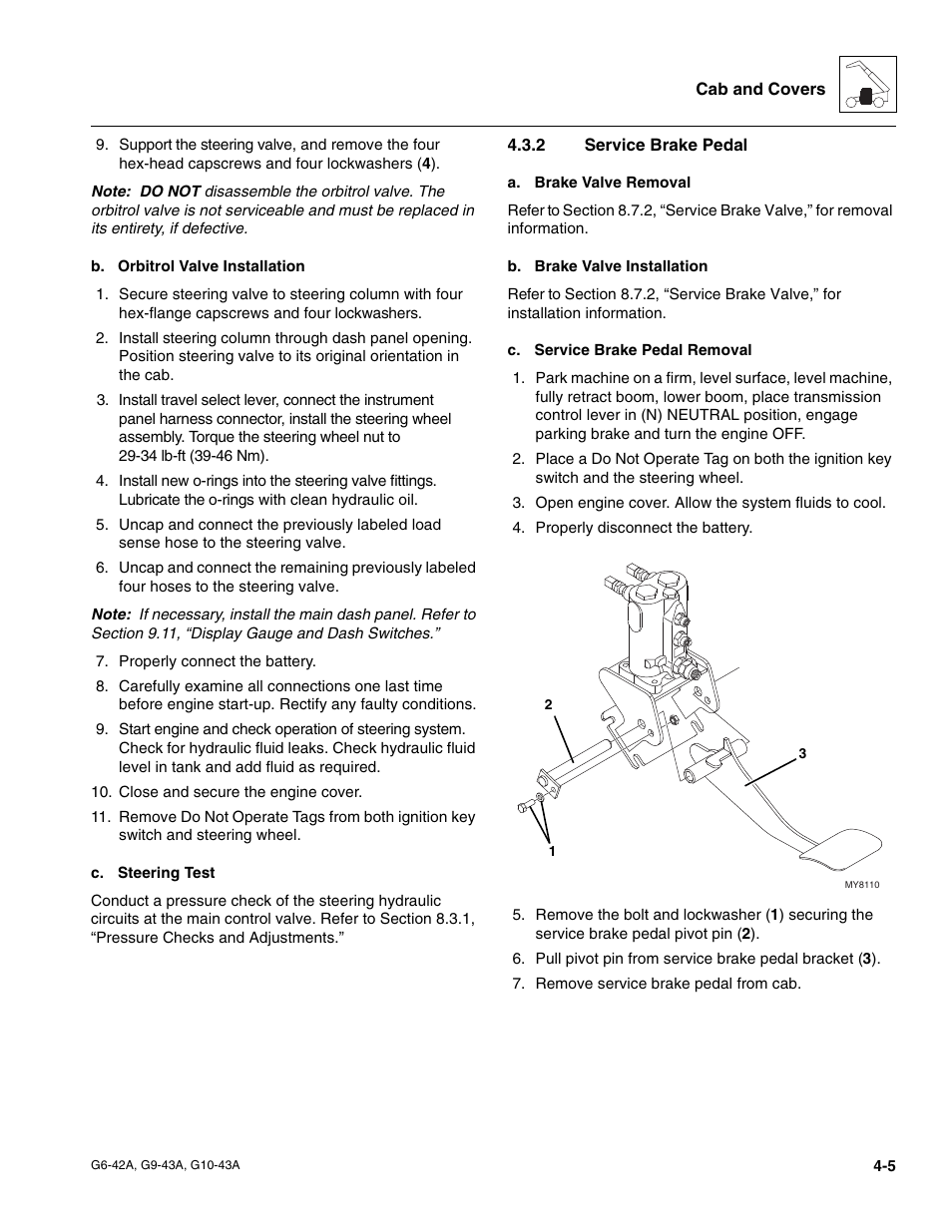 2 service brake pedal, Service brake pedal | JLG G6-42A Service Manual User Manual | Page 81 / 206