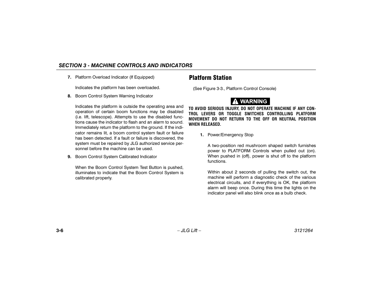 Platform station, Platform station -6 | JLG 1100SB Operator Manual User Manual | Page 38 / 102
