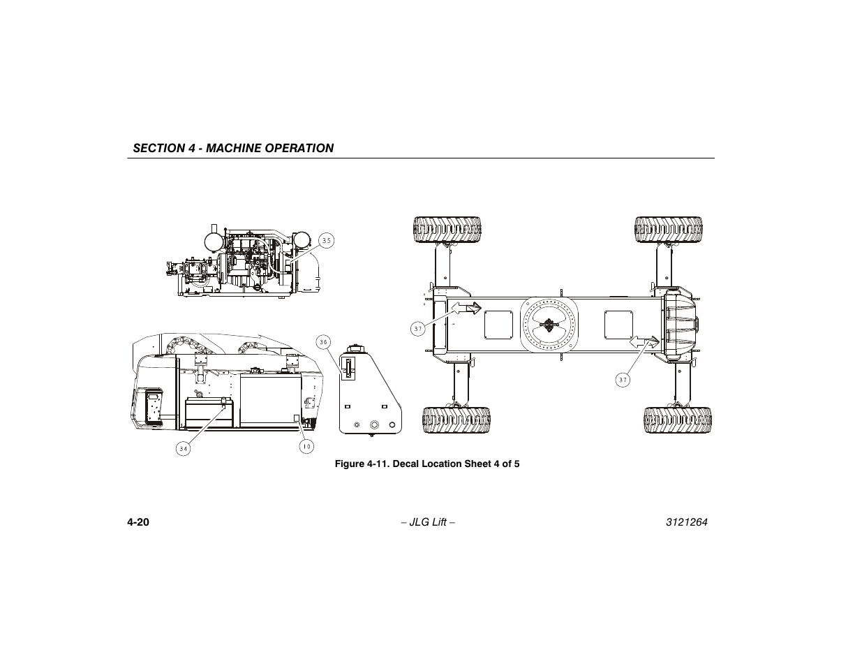 11. decal location sheet 4 of 5 -20 | JLG 1100SB Operator Manual User Manual | Page 70 / 102