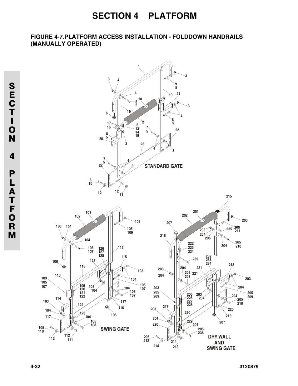 Platform access installation - folddown handrails, Manually operated) -32 | JLG 2658E3 Parts Manual User Manual | Page 114 / 192