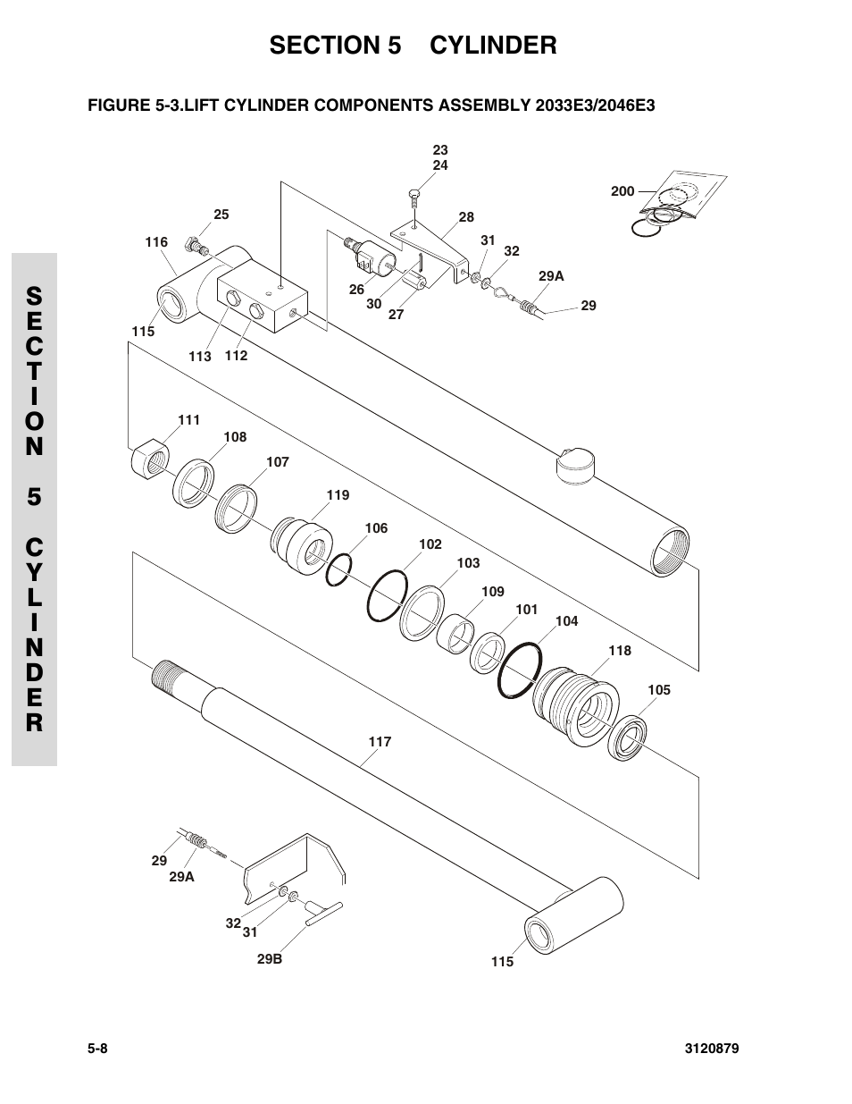 Lift cylinder components assembly 2033e3/2046e3 -8 | JLG 2658E3 Parts Manual User Manual | Page 134 / 192