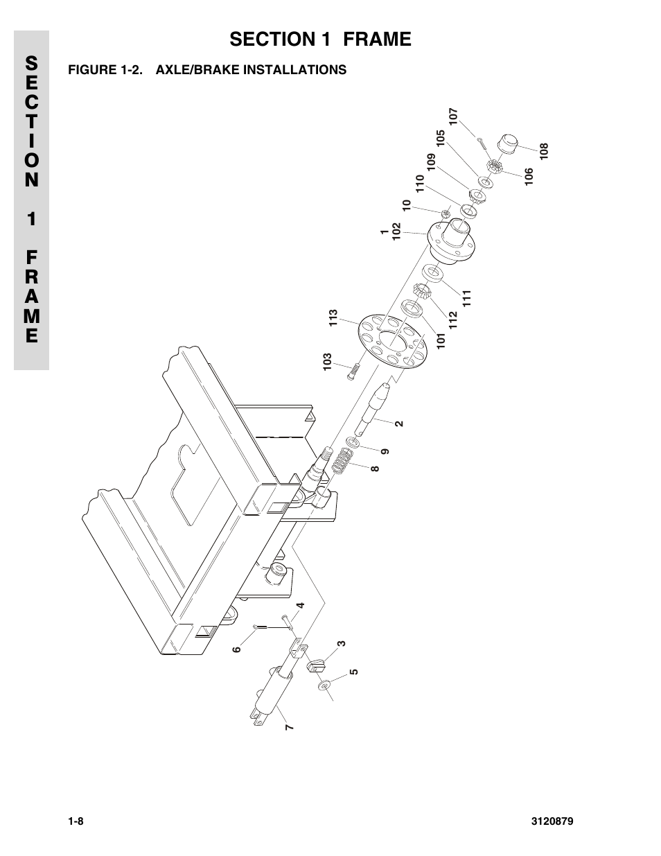 Figure 1-2. axle/brake installations, Axle/brake installations -8 | JLG 2658E3 Parts Manual User Manual | Page 14 / 192