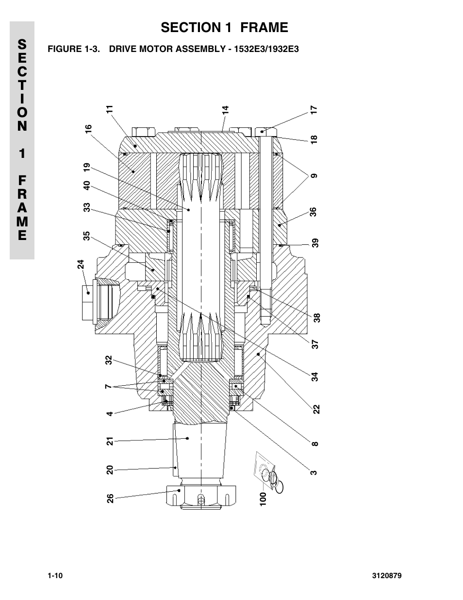 Figure 1-3. drive motor assembly - 1532e3/1932e3, Drive motor assembly - 1532e3/1932e3 -10 | JLG 2658E3 Parts Manual User Manual | Page 16 / 192