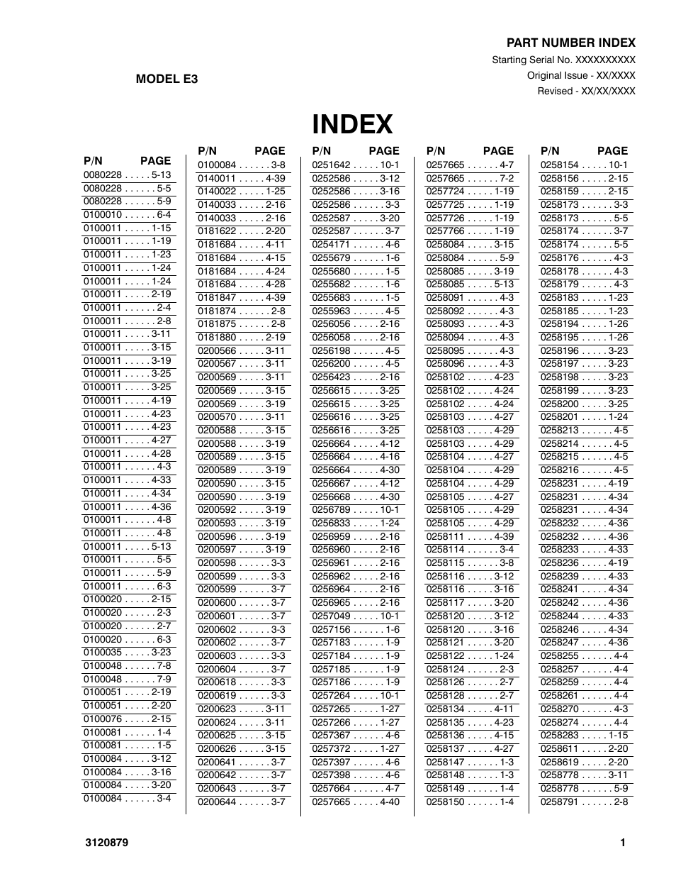 Index | JLG 2658E3 Parts Manual User Manual | Page 181 / 192