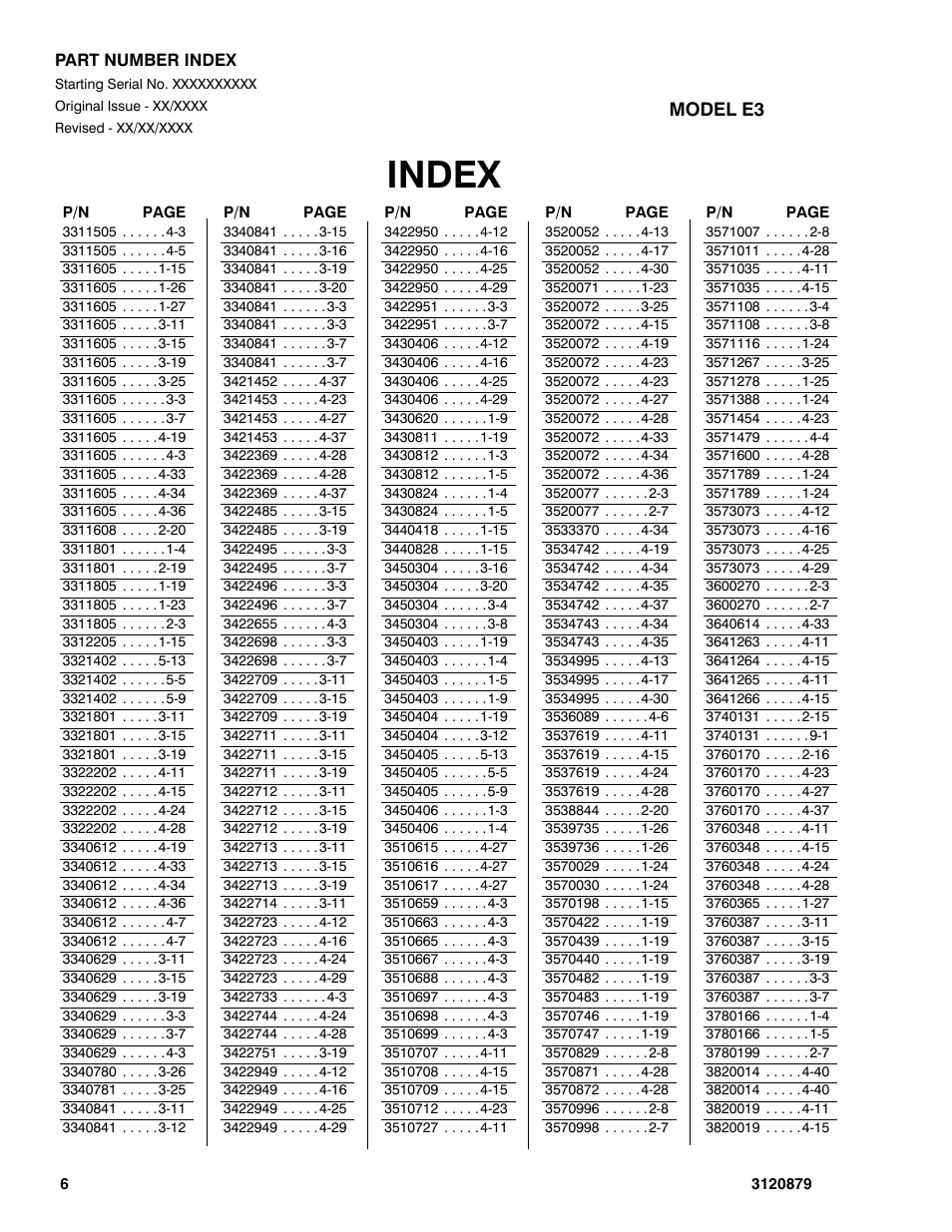 Index | JLG 2658E3 Parts Manual User Manual | Page 186 / 192