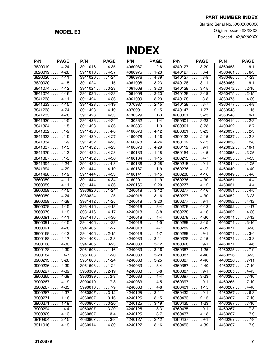 Index | JLG 2658E3 Parts Manual User Manual | Page 187 / 192