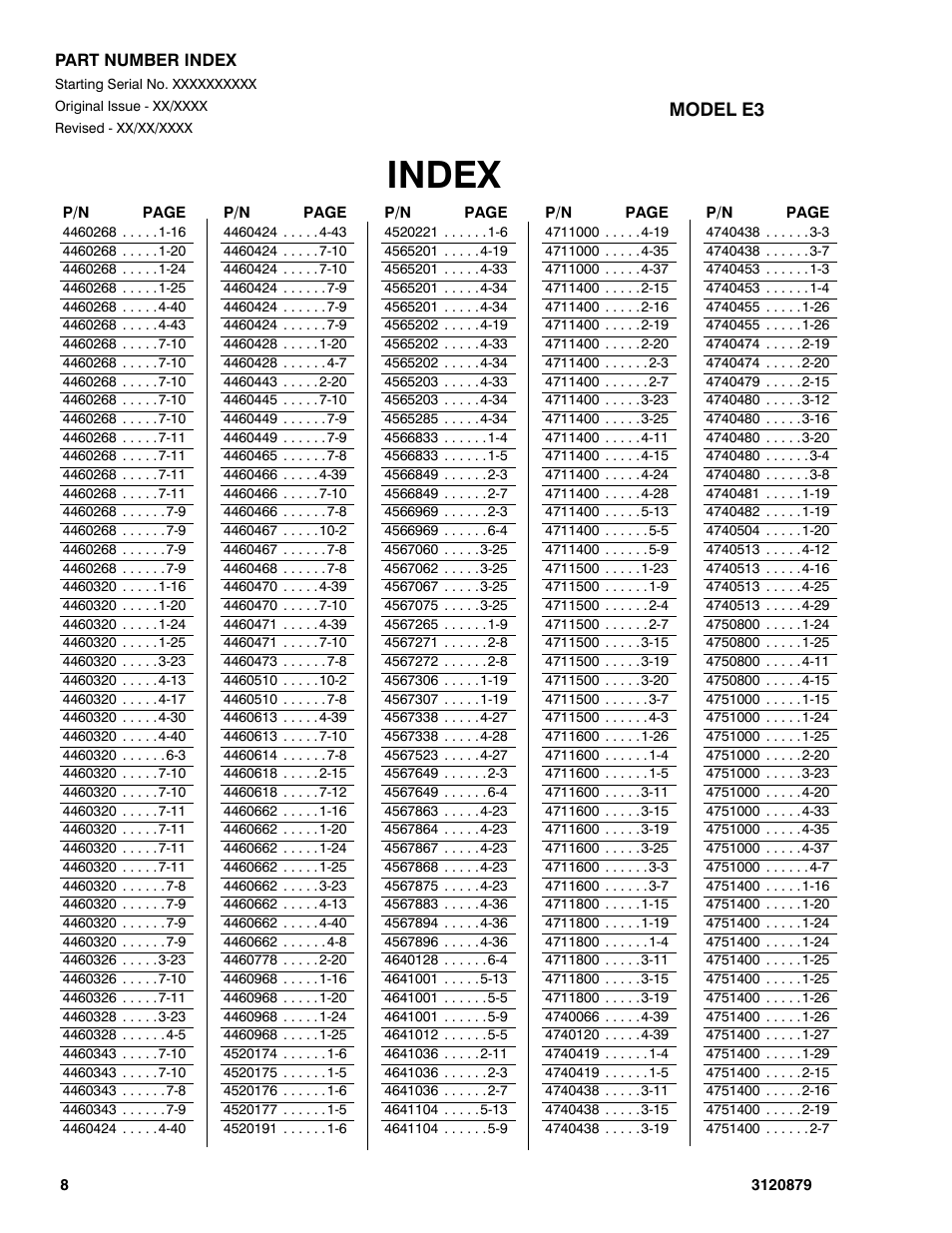 Index | JLG 2658E3 Parts Manual User Manual | Page 188 / 192