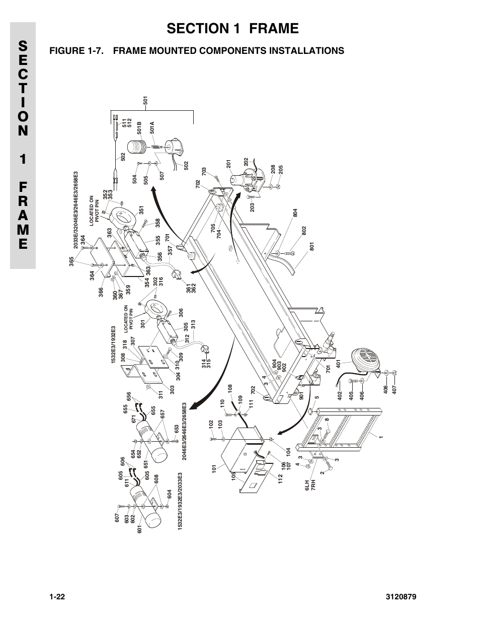 Figure 1-7. frame mounted components installations, Frame mounted components installations -22 | JLG 2658E3 Parts Manual User Manual | Page 28 / 192