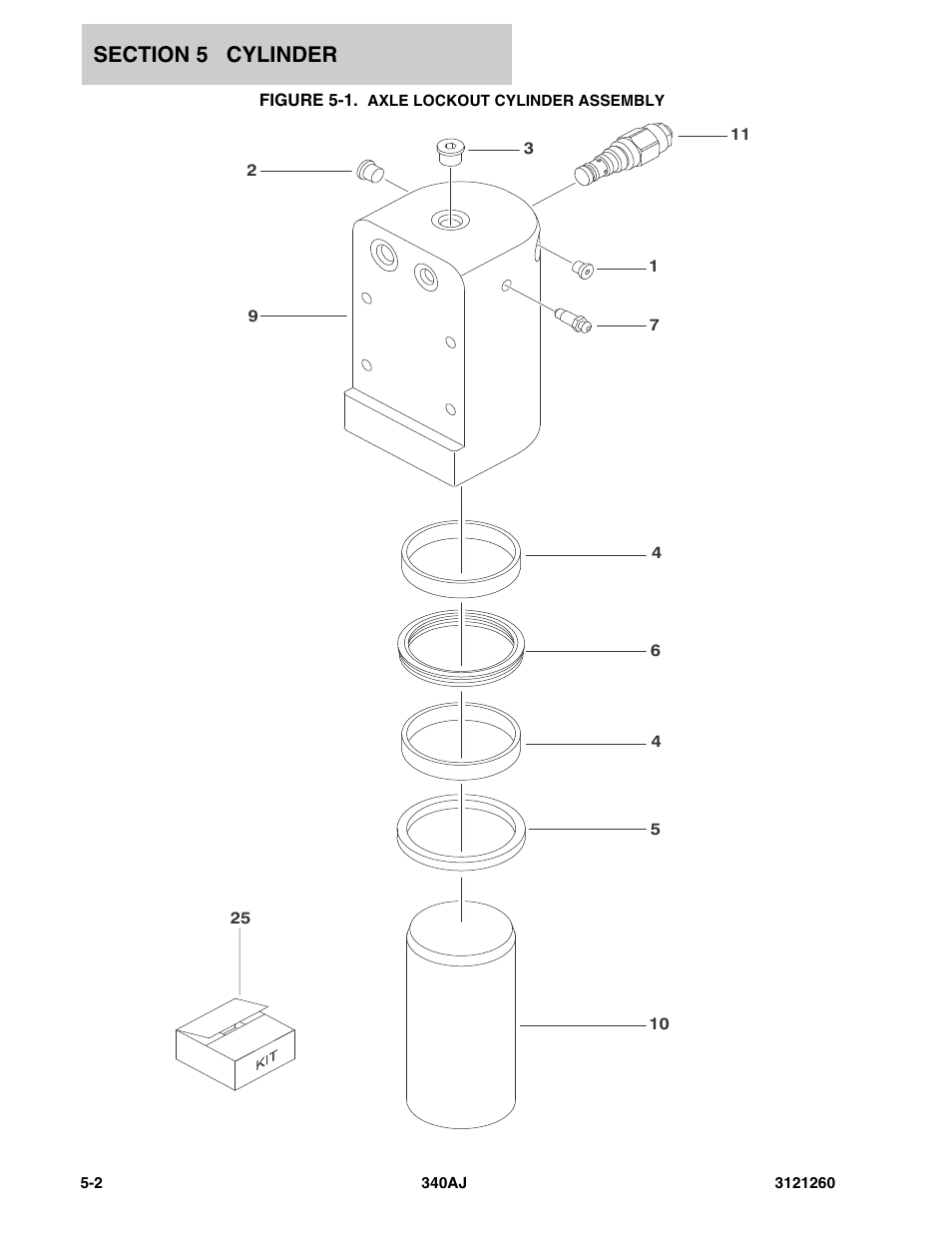 Figure 5-1. axle lockout cylinder assembly | JLG 340AJ Parts Manual User Manual | Page 116 / 190