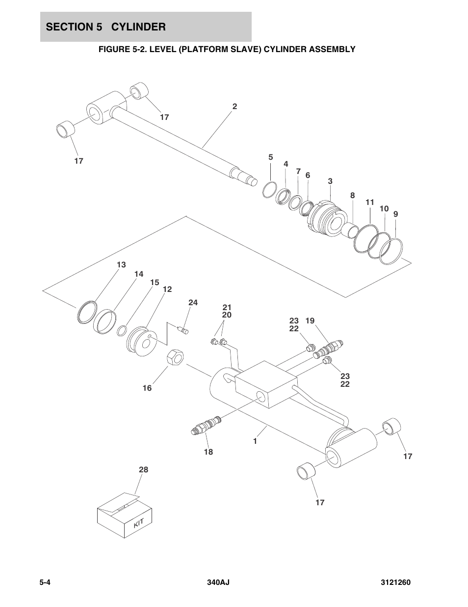 Level (platform slave) cylinder assembly -4 | JLG 340AJ Parts Manual User Manual | Page 118 / 190