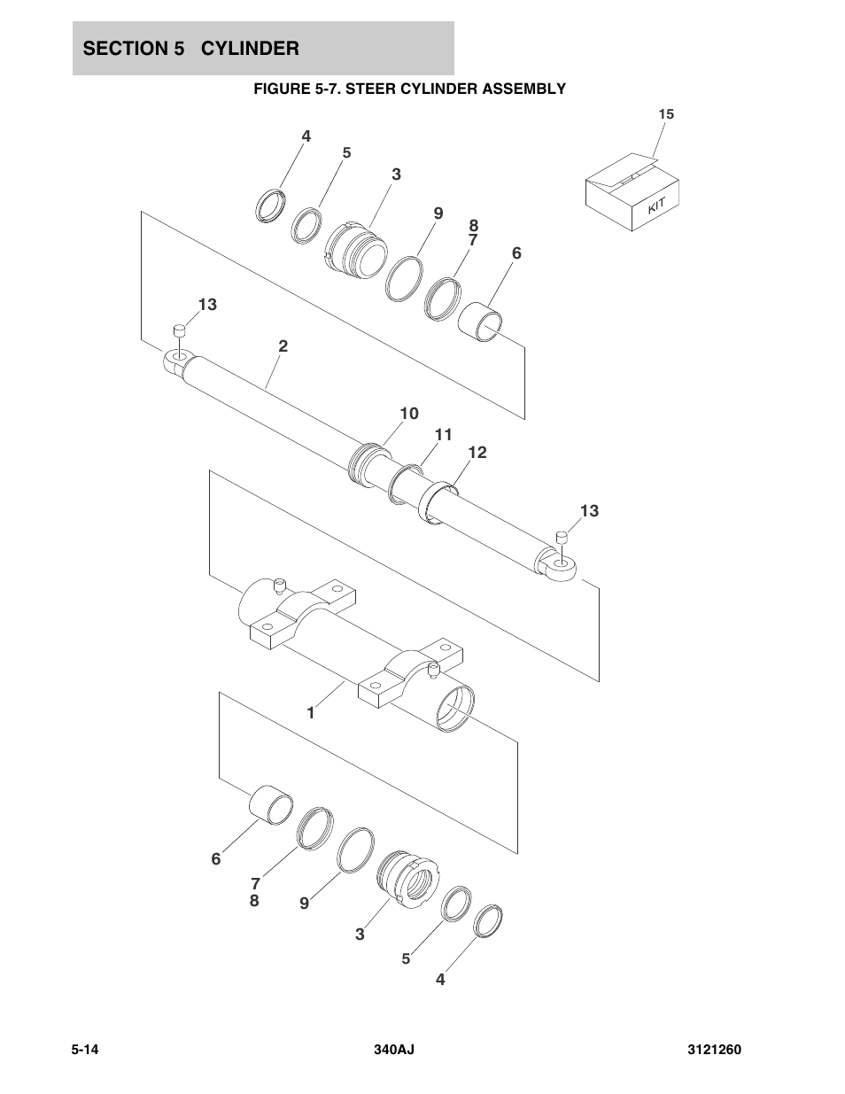 Figure 5-7. steer cylinder assembly | JLG 340AJ Parts Manual User Manual | Page 128 / 190