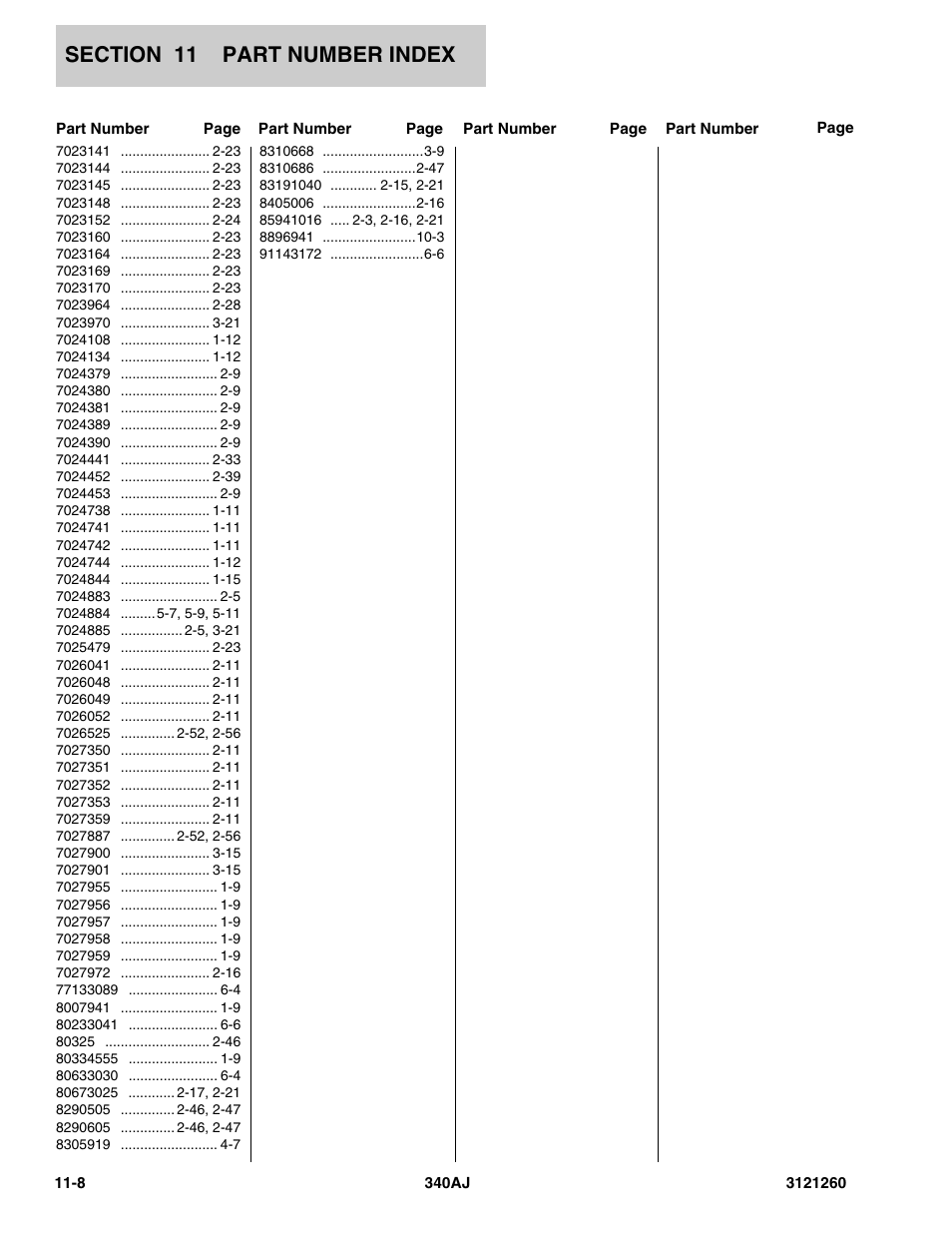 JLG 340AJ Parts Manual User Manual | Page 188 / 190