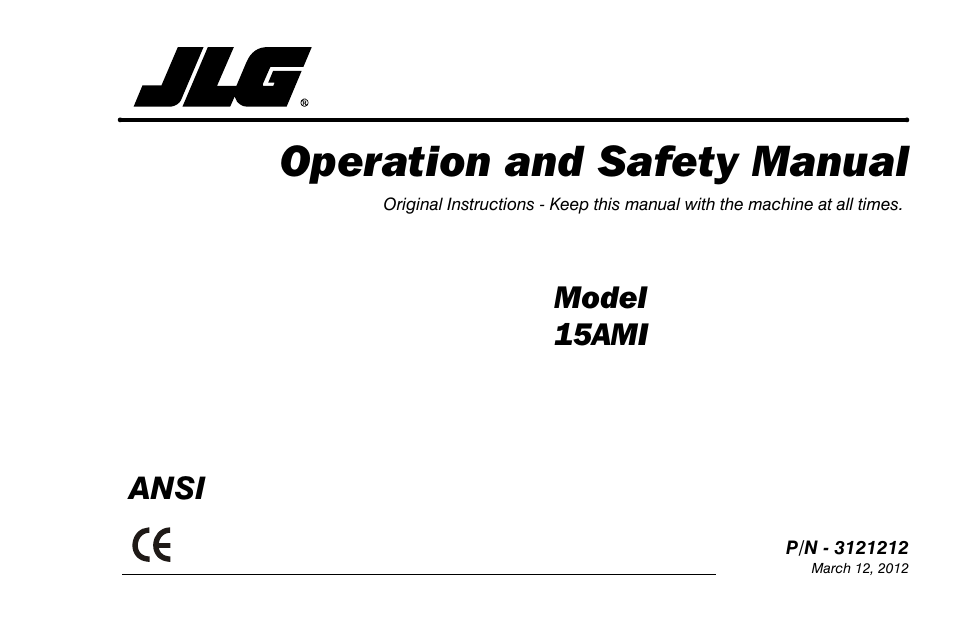 JLG 15AMI Operator Manual User Manual | 76 pages
