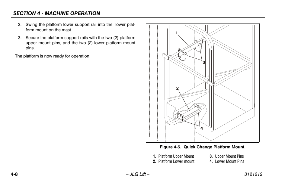 Quick change platform mount -8 | JLG 15AMI Operator Manual User Manual | Page 46 / 76