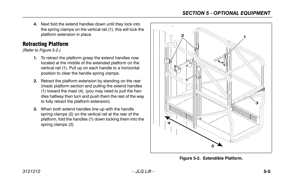 Retracting platform, Retracting platform -5, Extendible platform -5 | JLG 15AMI Operator Manual User Manual | Page 55 / 76
