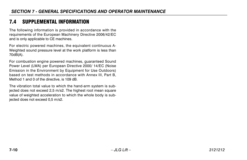 4 supplemental information, 4 supplemental information -10 | JLG 15AMI Operator Manual User Manual | Page 70 / 76