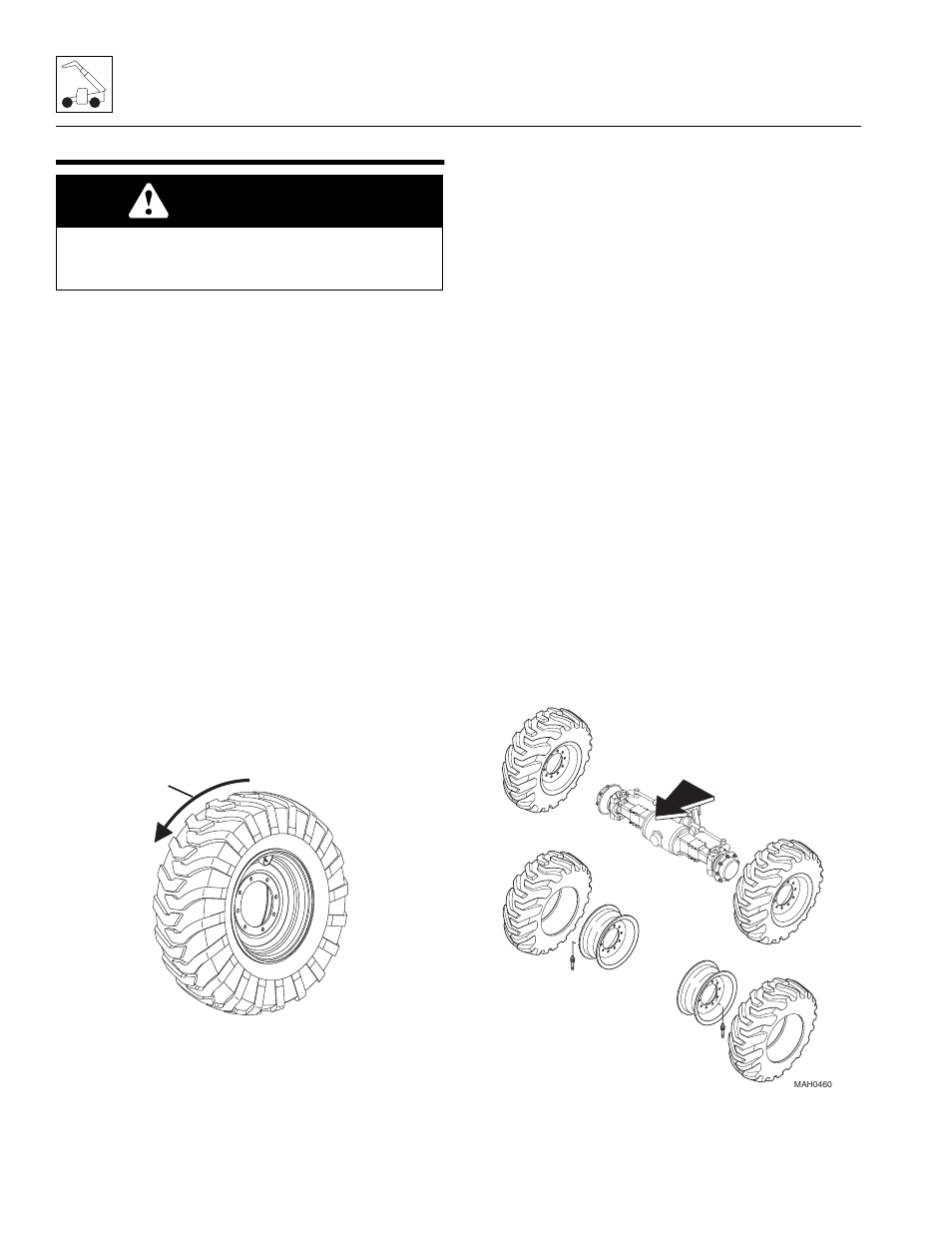 6 wheels and tires, 1 removing wheel and tire assembly from machine, 2 installing wheel and tire assembly onto machine | Wheels and tires, Removing wheel and tire assembly from machine, Installing wheel and tire assembly onto machine, Warning | JLG 723A Service Manual User Manual | Page 64 / 208