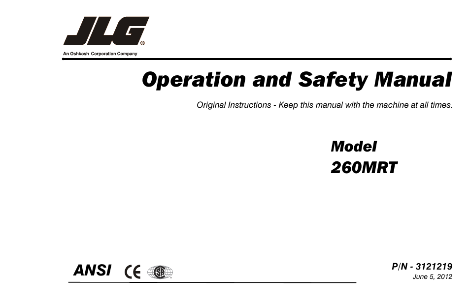 JLG 260MRT Operator Manual User Manual | 84 pages