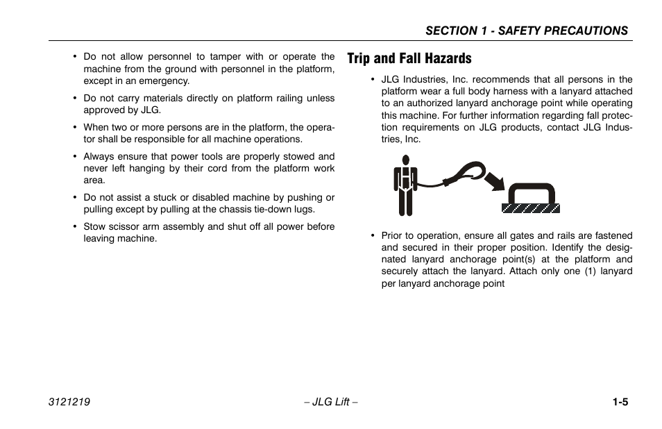 Trip and fall hazards, Trip and fall hazards -5 | JLG 260MRT Operator Manual User Manual | Page 15 / 84