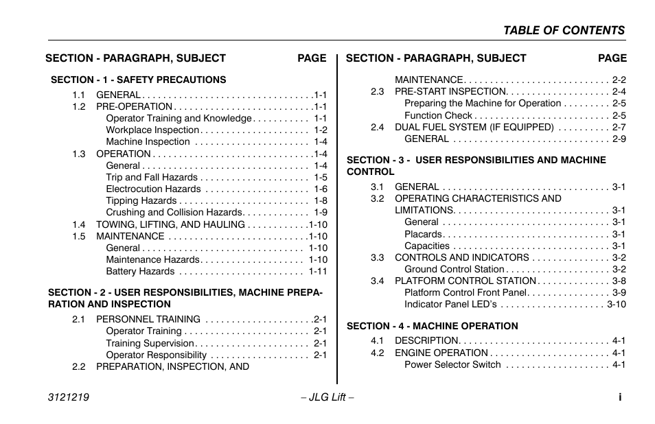 JLG 260MRT Operator Manual User Manual | Page 7 / 84