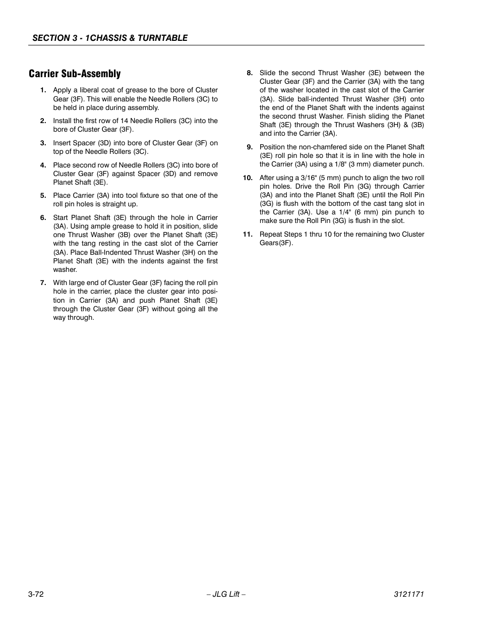 Carrier sub-assembly, Carrier sub-assembly -72 | JLG 1250AJP Service Manual User Manual | Page 120 / 606