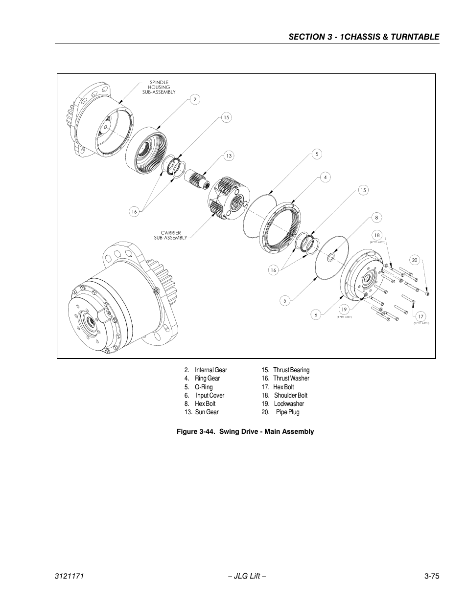 Swing drive - main assembly -75 | JLG 1250AJP Service Manual User Manual | Page 123 / 606