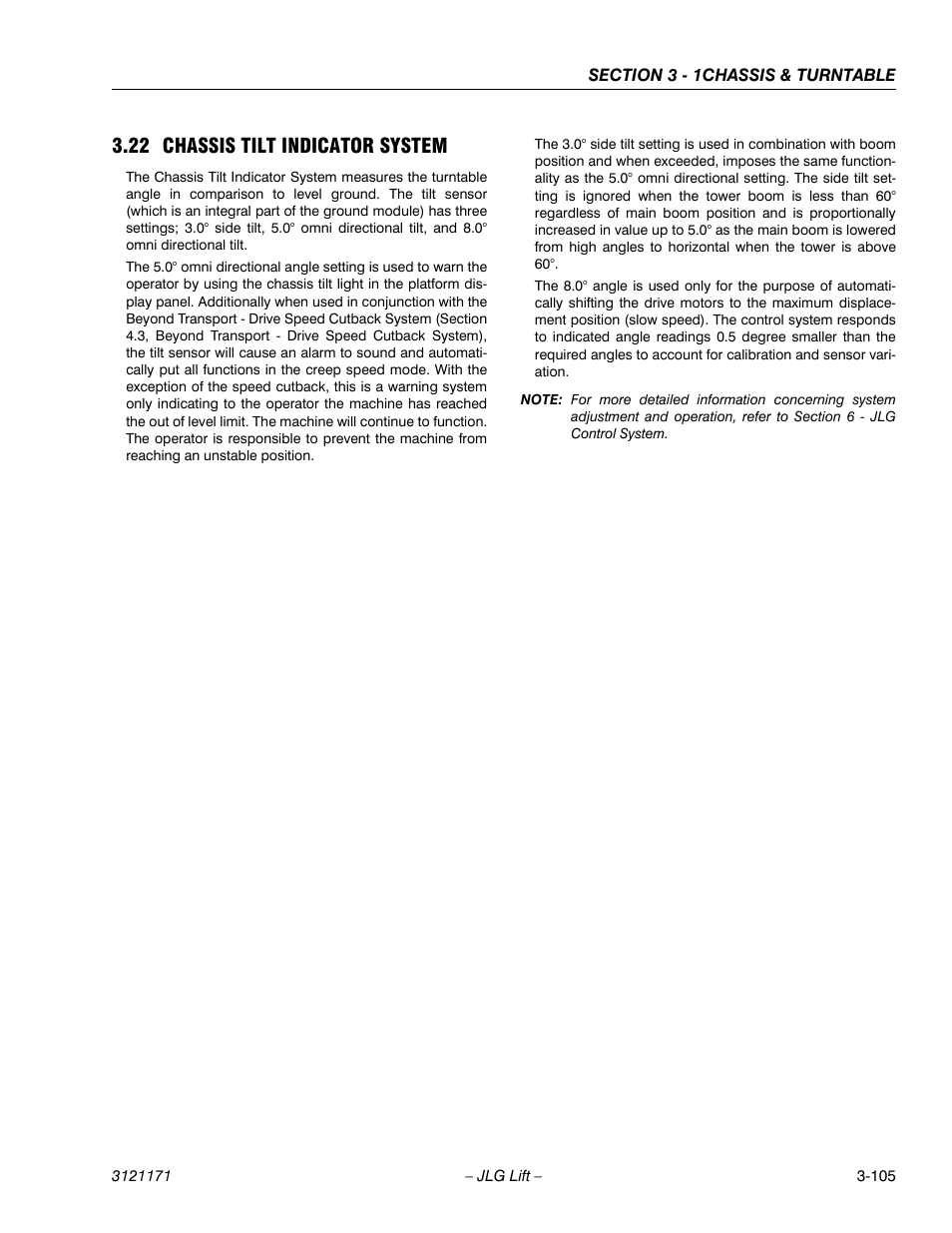 22 chassis tilt indicator system, Chassis tilt indicator system -105 | JLG 1250AJP Service Manual User Manual | Page 153 / 606