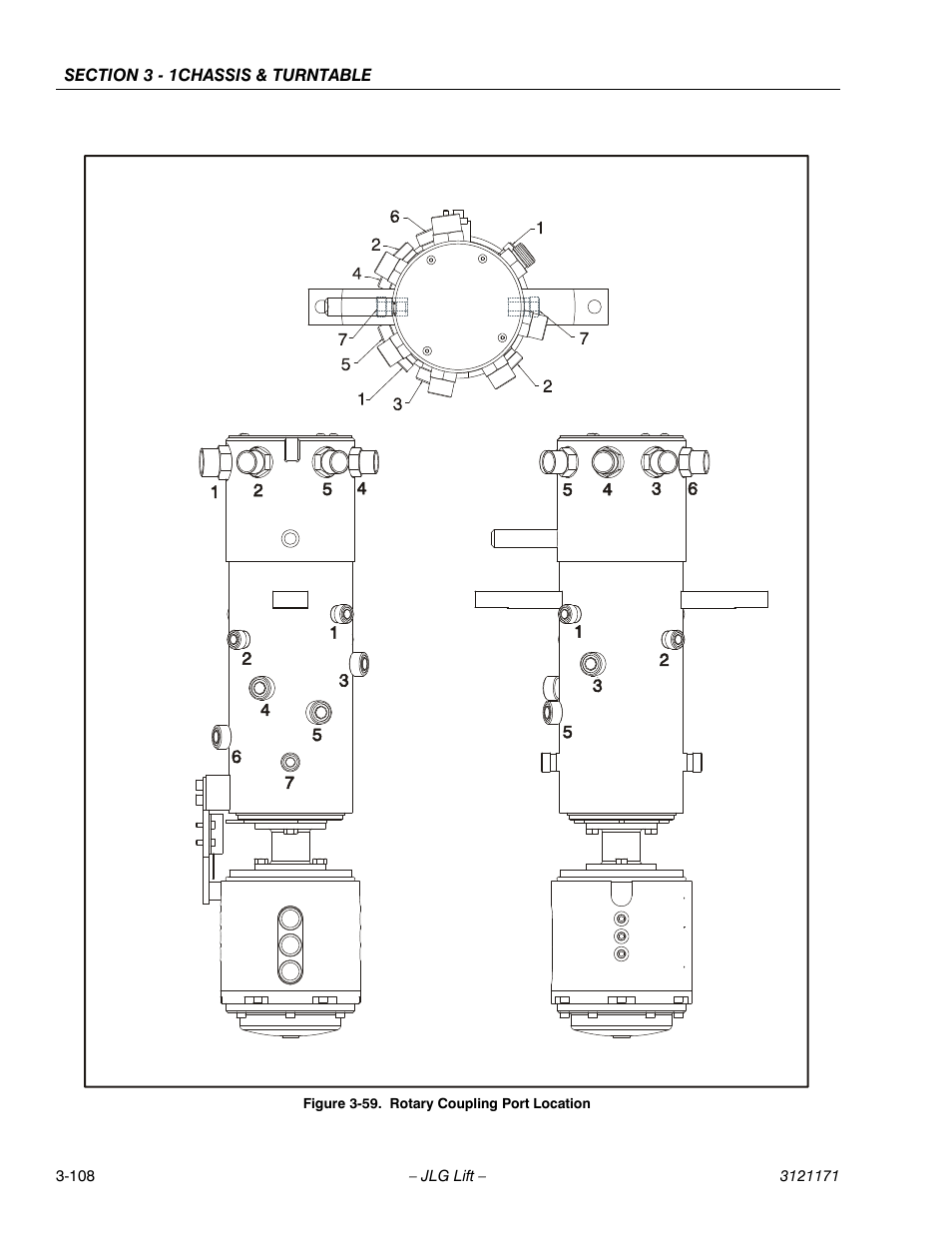 Rotary coupling port location -108 | JLG 1250AJP Service Manual User Manual | Page 156 / 606