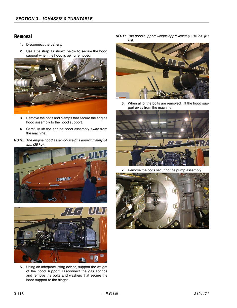 Removal, Removal -116 | JLG 1250AJP Service Manual User Manual | Page 164 / 606