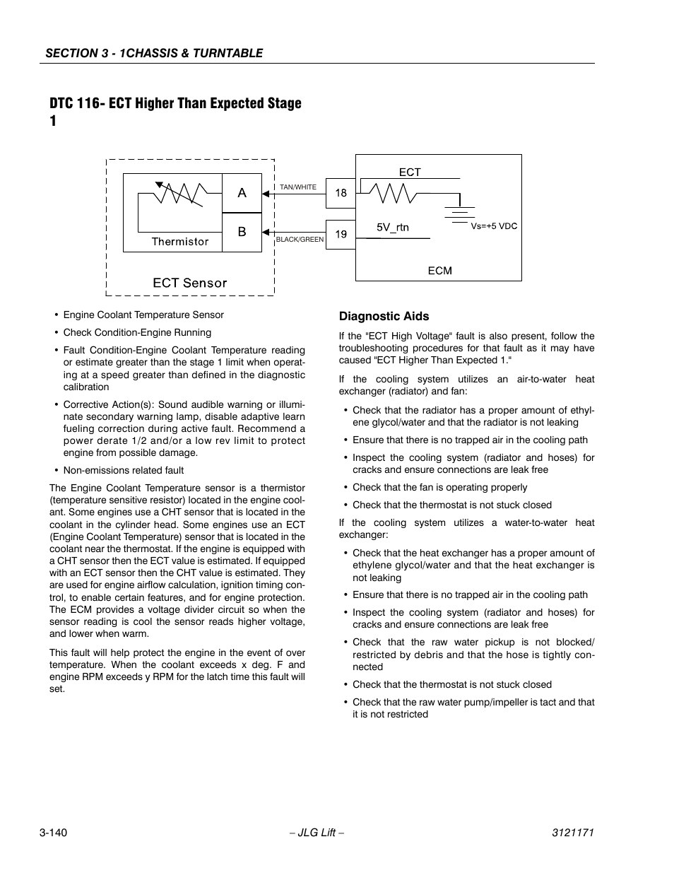 Dtc 116- ect higher than expected stage 1, Dtc 116- ect higher than expected stage 1 -140 | JLG 1250AJP Service Manual User Manual | Page 188 / 606