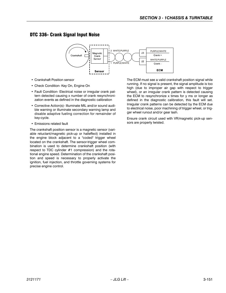 Dtc 336- crank signal input noise, Dtc 336- crank signal input noise -151 | JLG 1250AJP Service Manual User Manual | Page 199 / 606