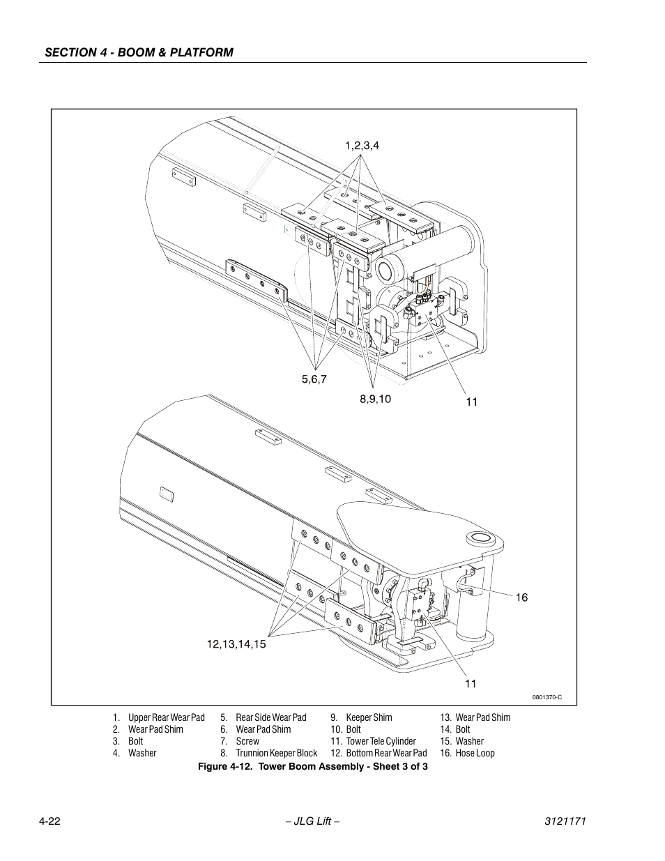 Tower boom assembly - sheet 3 of 3 -22 | JLG 1250AJP Service Manual User Manual | Page 262 / 606