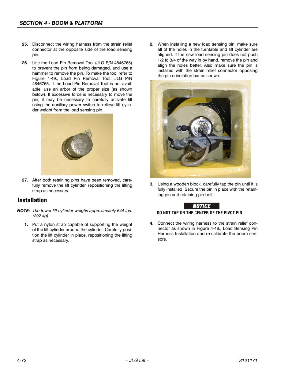 Installation, Installation -72 | JLG 1250AJP Service Manual User Manual | Page 312 / 606