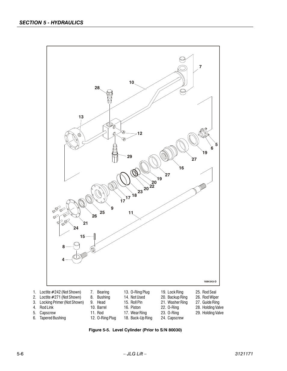 Level cylinder (prior to s/n 80030) -6 | JLG 1250AJP Service Manual User Manual | Page 360 / 606