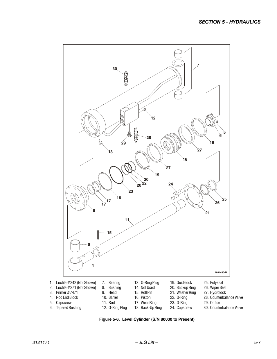 Level cylinder (s/n 80030 to present) -7 | JLG 1250AJP Service Manual User Manual | Page 361 / 606