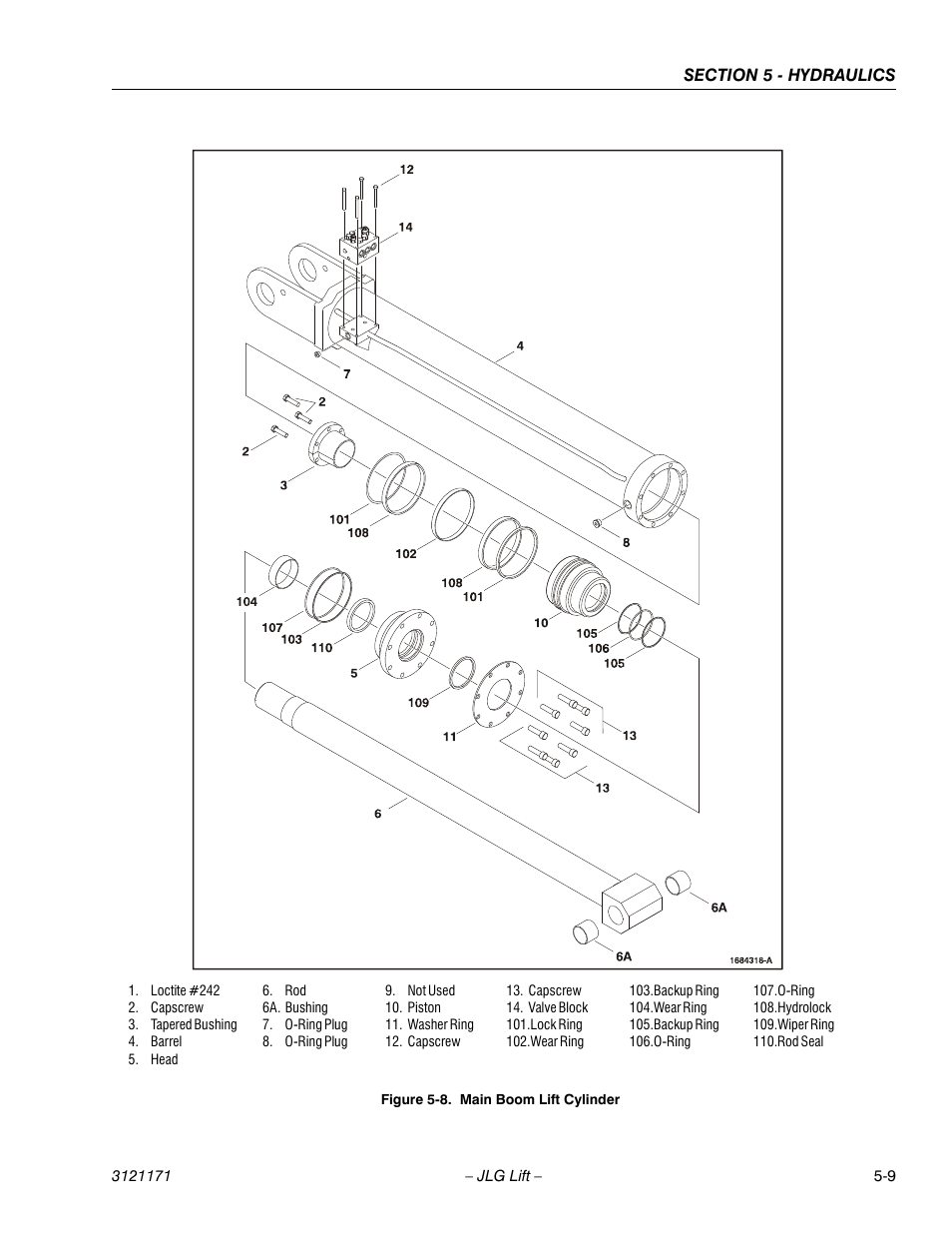 Main boom lift cylinder -9 | JLG 1250AJP Service Manual User Manual | Page 363 / 606