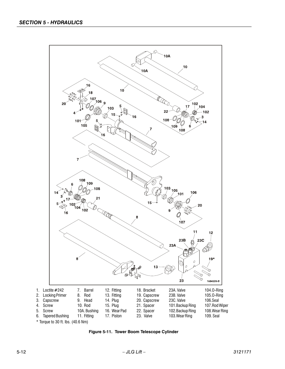 Tower boom telescope cylinder -12 | JLG 1250AJP Service Manual User Manual | Page 366 / 606