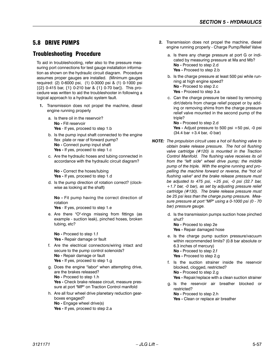 8 drive pumps, Troubleshooting procedure, Drive pumps -57 | Troubleshooting procedure -57, 8 drive pumps troubleshooting procedure | JLG 1250AJP Service Manual User Manual | Page 411 / 606