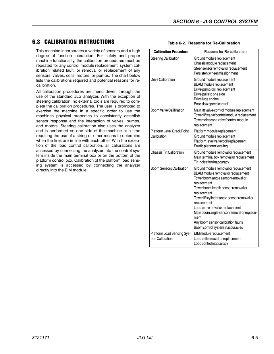 3 calibration instructions, Calibration instructions -5, Reasons for re-calibration -5 | JLG 1250AJP Service Manual User Manual | Page 437 / 606
