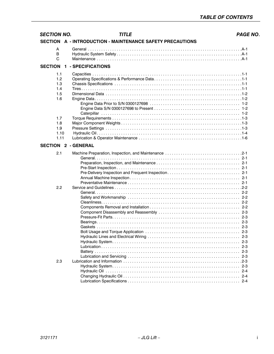 JLG 1250AJP Service Manual User Manual | Page 5 / 606