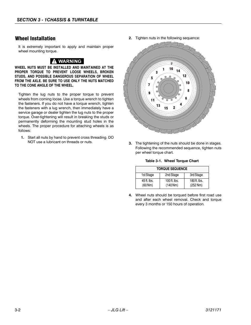Wheel installation, Wheel installation -2, Wheel torque chart -2 | JLG 1250AJP Service Manual User Manual | Page 50 / 606