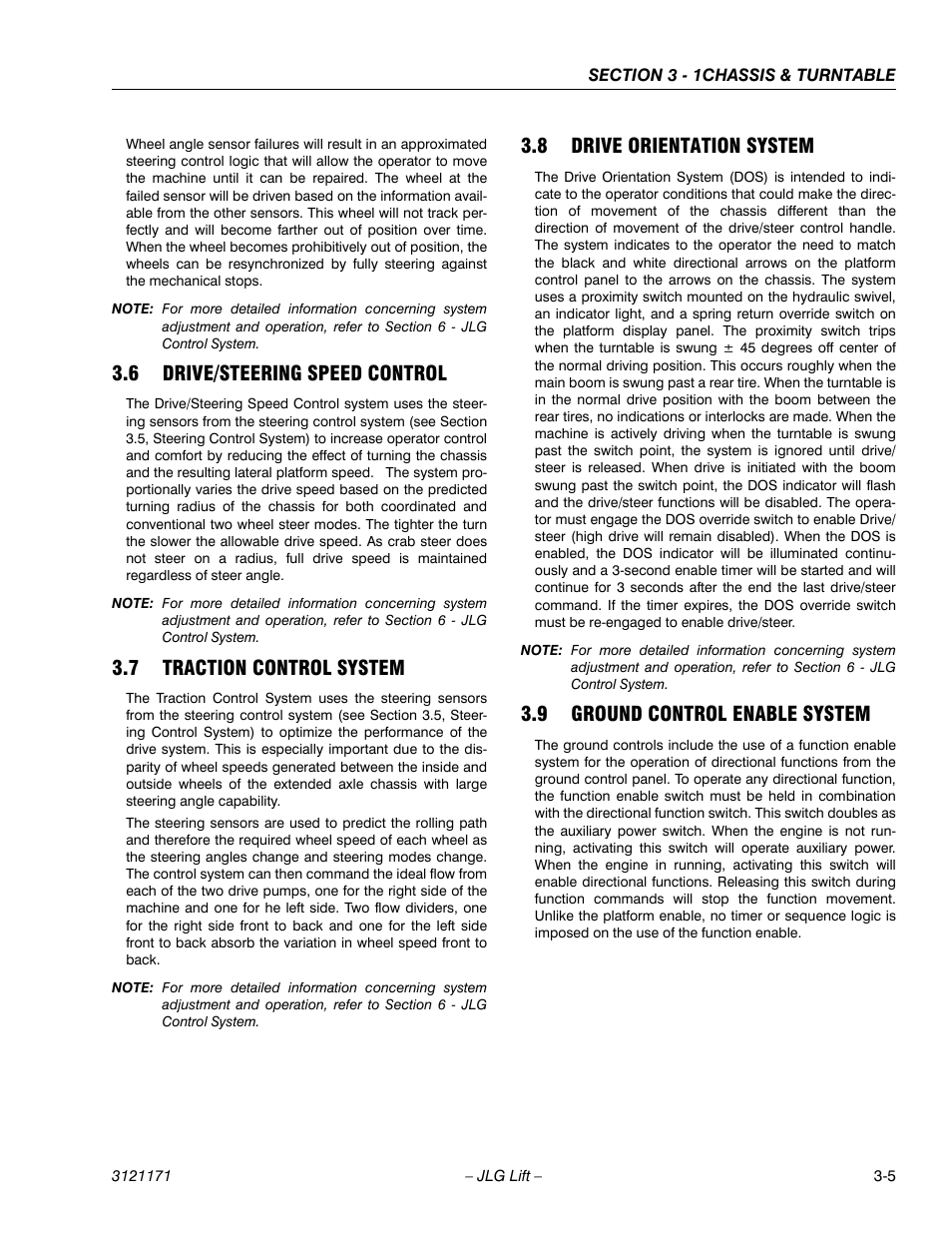 6 drive/steering speed control, 7 traction control system, 8 drive orientation system | 9 ground control enable system, Drive/steering speed control -5, Traction control system -5, Drive orientation system -5, Ground control enable system -5 | JLG 1250AJP Service Manual User Manual | Page 53 / 606
