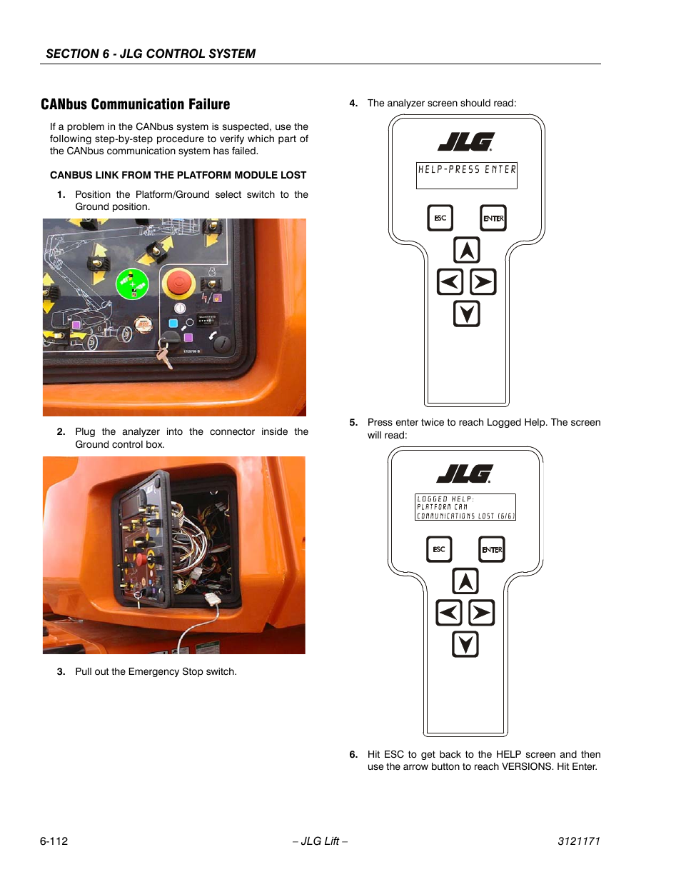 Canbus communication failure, Canbus communication failure -112 | JLG 1250AJP Service Manual User Manual | Page 544 / 606