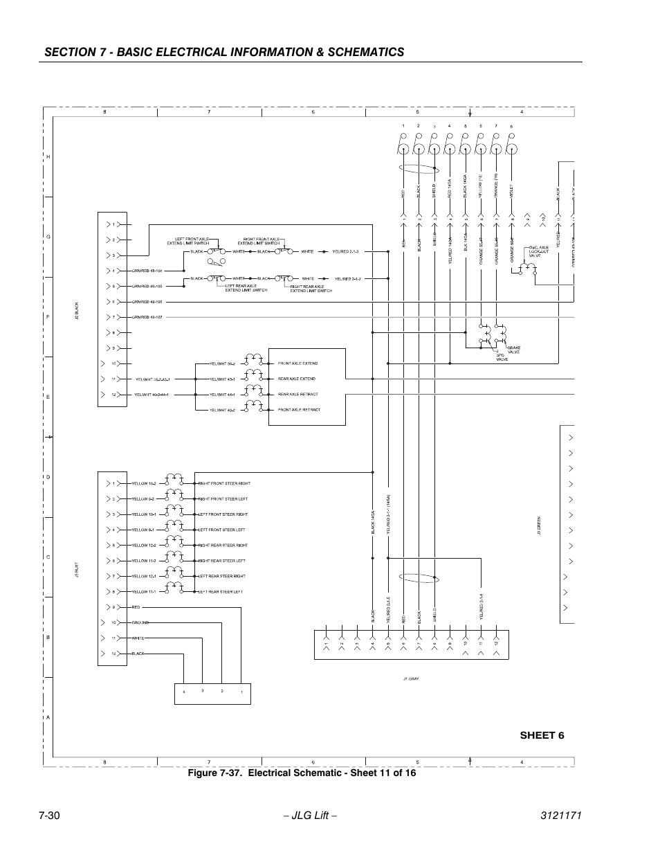 Electrical schematic - sheet 11 of 16 -30 | JLG 1250AJP Service Manual User Manual | Page 590 / 606