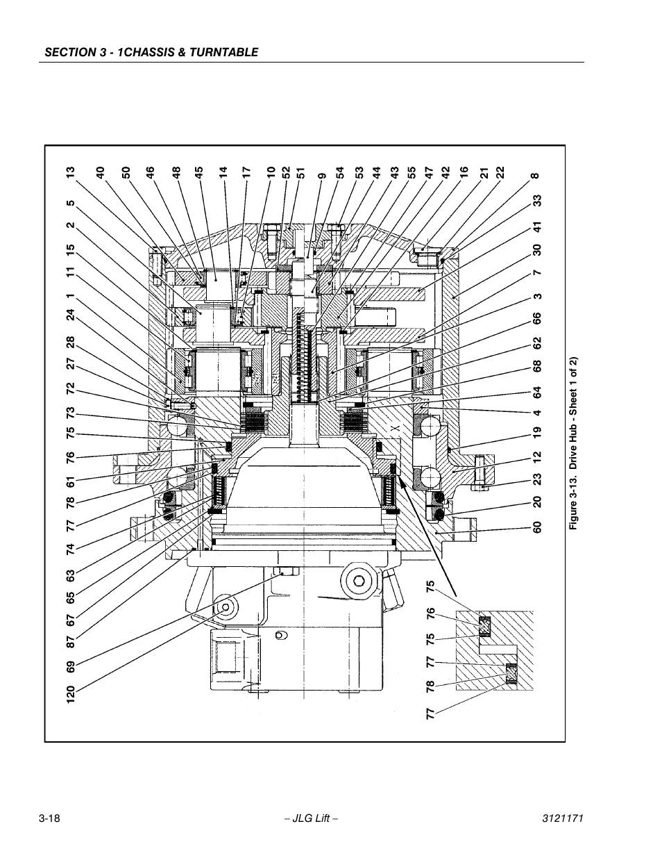 Drive hub - sheet 1 of 2) -18 | JLG 1250AJP Service Manual User Manual | Page 66 / 606