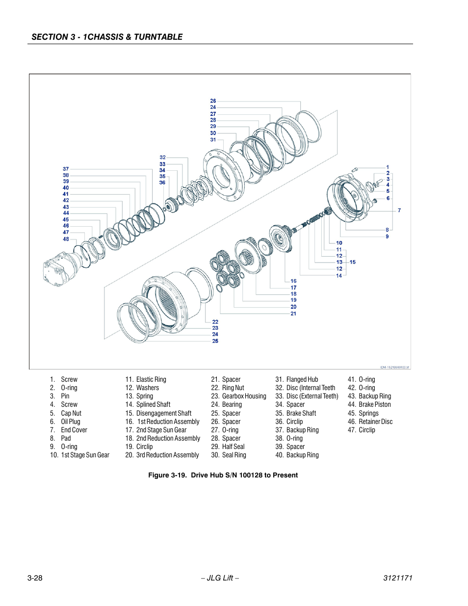 Drive hub s/n 100128 to present -28 | JLG 1250AJP Service Manual User Manual | Page 76 / 606