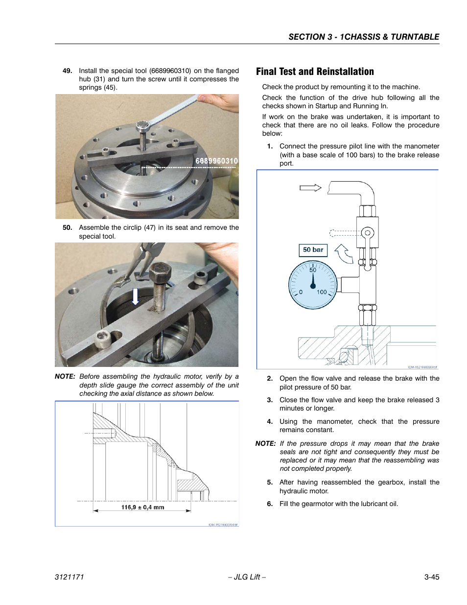 Final test and reinstallation, Final test and reinstallation -45 | JLG 1250AJP Service Manual User Manual | Page 93 / 606